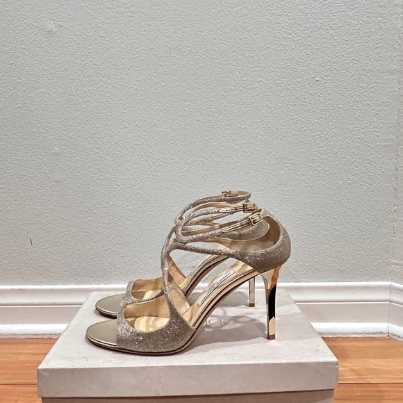 Jimmy Choo Sparkling Gold Heels Size 10.5 - Picture 2 of 7